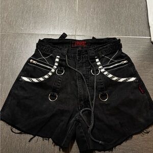 Tripp NYC Black Shorts with Checkered Accents